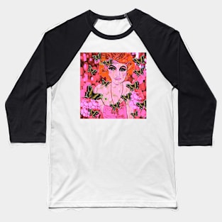 Beauty in Pink Flowers and Butterflies Vintage Baseball T-Shirt